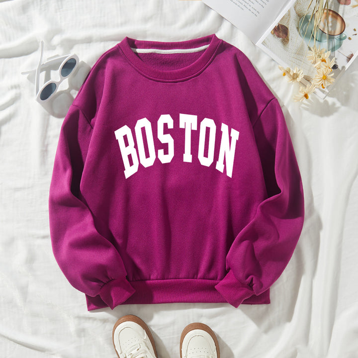 Women casual sweatshirt with Boston print Chic & Stil