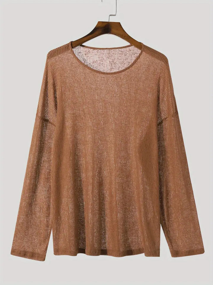 Long sleeve t-shirt for women with textured rib pattern and relaxed fit Lune London