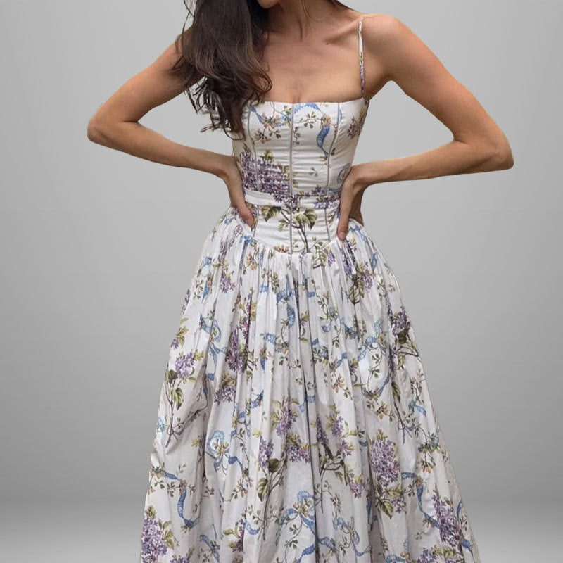 Robe maxi femme avec motifs floraux et haut froncé Chic & Stil