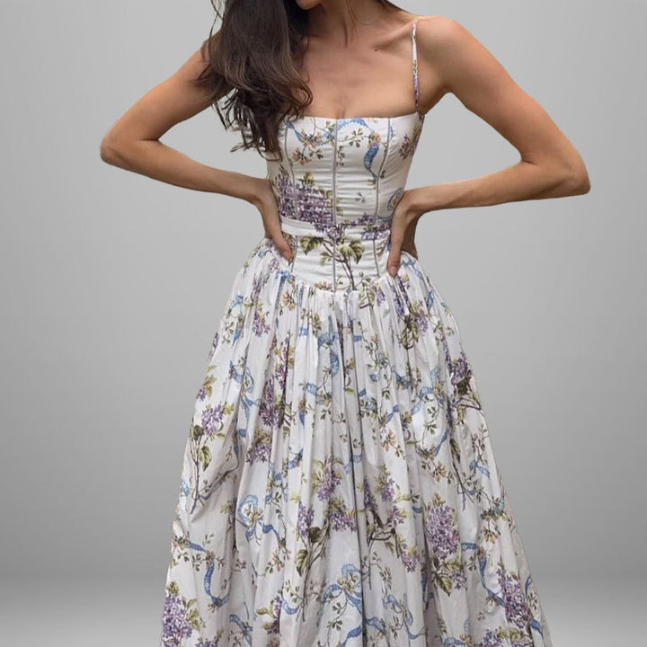 Robe maxi femme avec motifs floraux et haut froncé Chic & Stil