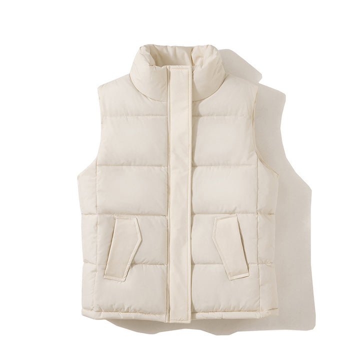 Ladies padded quilted gilet with high side pockets and modern collar Lune London