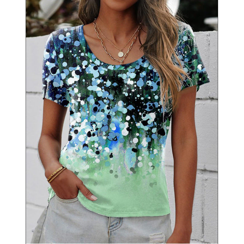 Ladies short sleeve T-shirt with artistic pattern Lune London