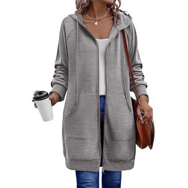 Fashion hooded jacket for women with side pockets and zipper Lune London
