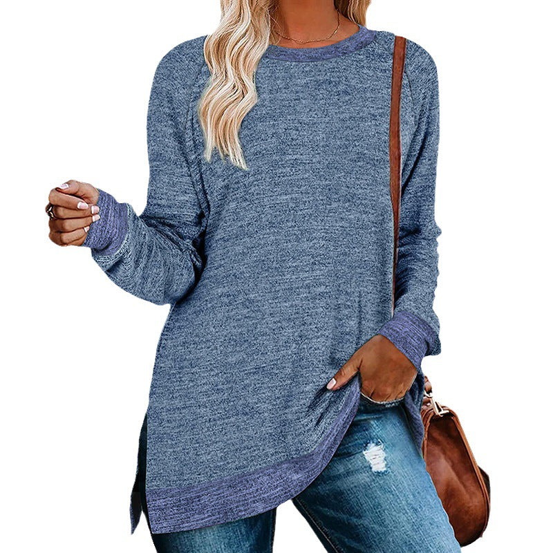 Casual oversized long sleeve t-shirt for women with contrast hem Lune London