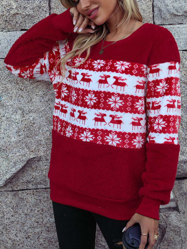 Pull femme douillet de Noël avec surface en flanelle et design festif Lune London