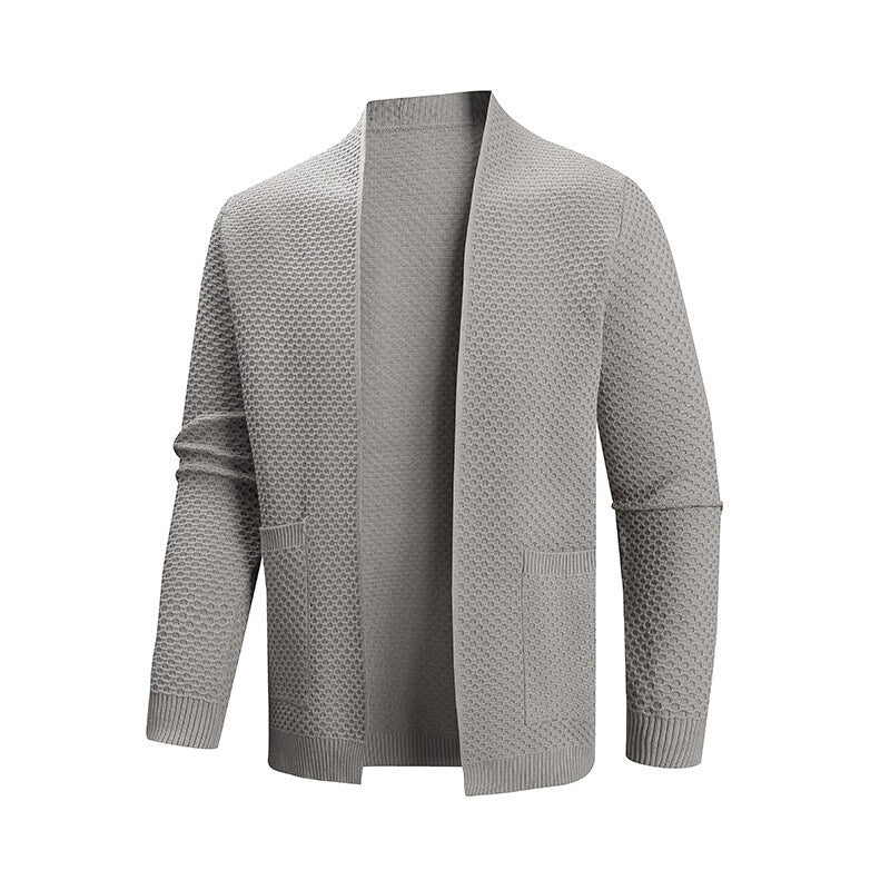 Men's knitted jacket with a modern texture pattern and practical pockets Lune London