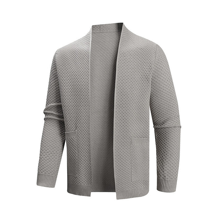 Men's knitted jacket with a modern texture pattern and practical pockets Lune London