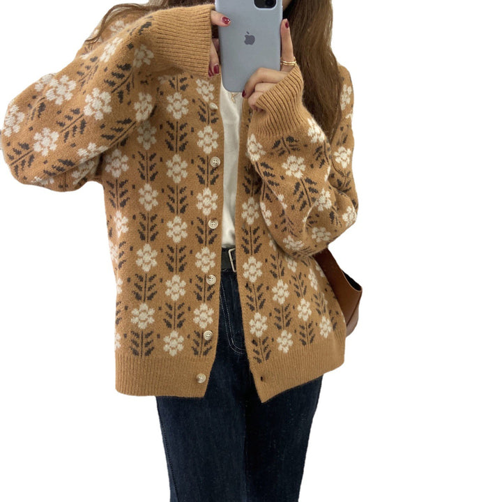 Lune London floral pattern knit cardigan for women