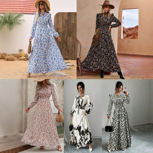 Maxi dress for women with a flattering cut and floral details Lune London
