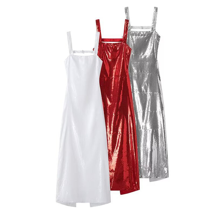 Maxi dress for women with sparkling sequins and elegant cut Lune London