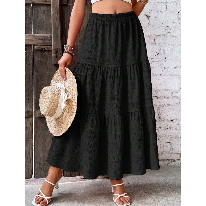 Midi skirt for ladies with ruffles and elastic waist Lune London