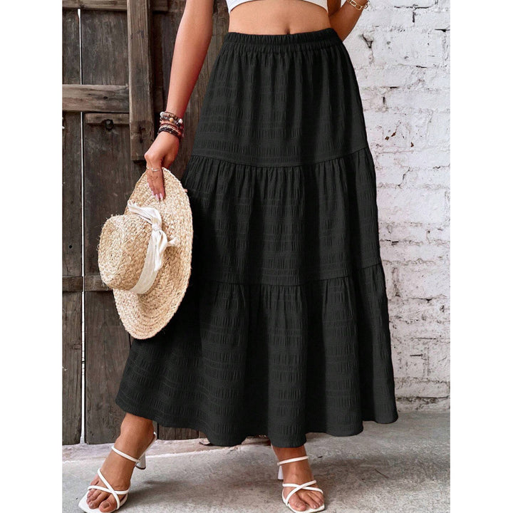 Midi skirt for ladies with ruffles and elastic waist Lune London