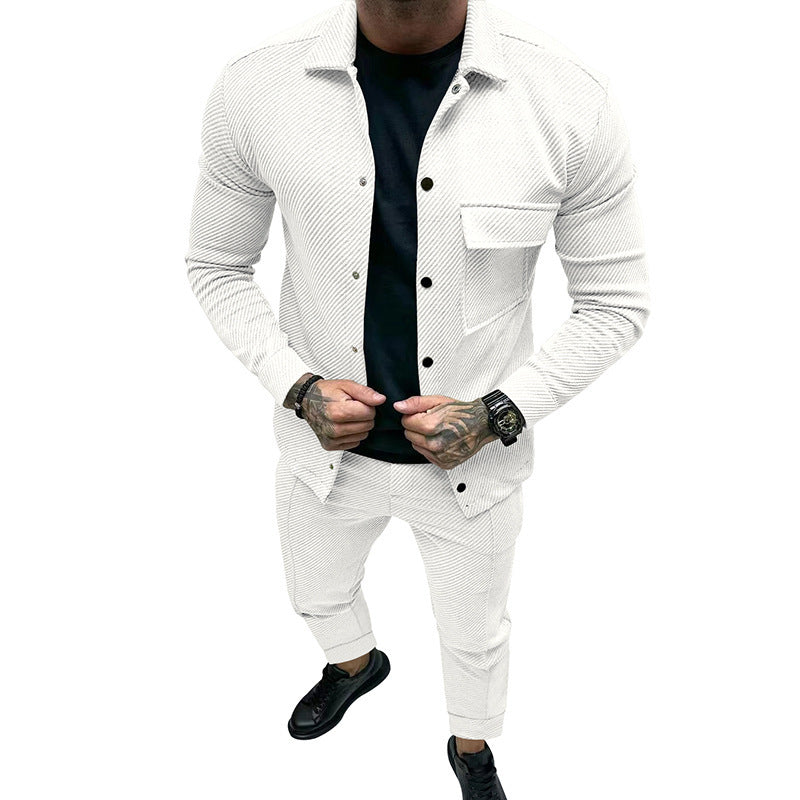 Fashionable casual set for men with a textured top and elastic pants Lune London