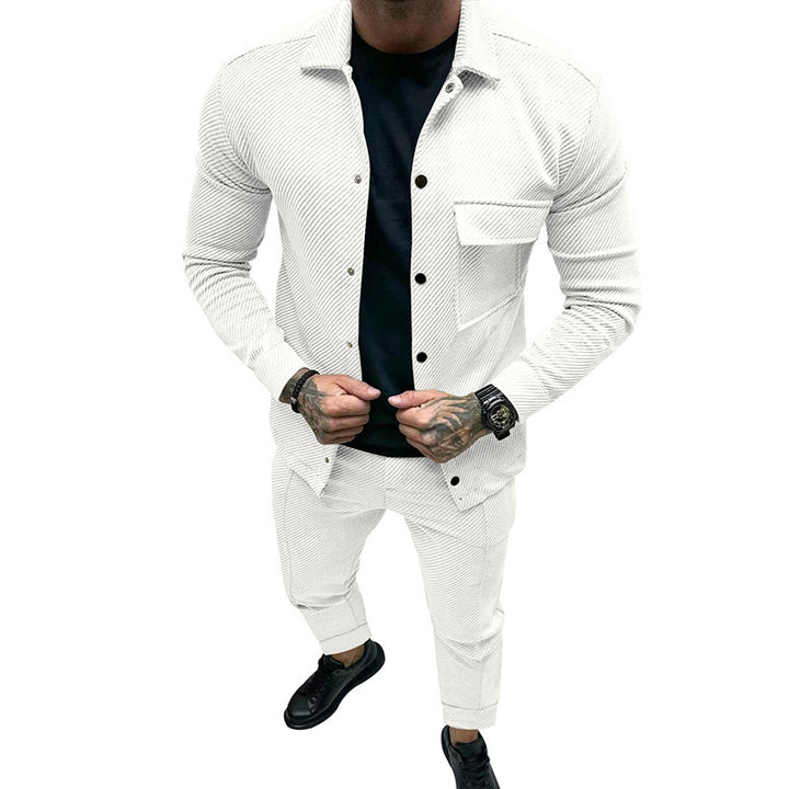 Fashionable casual set for men with a textured top and elastic pants Lune London