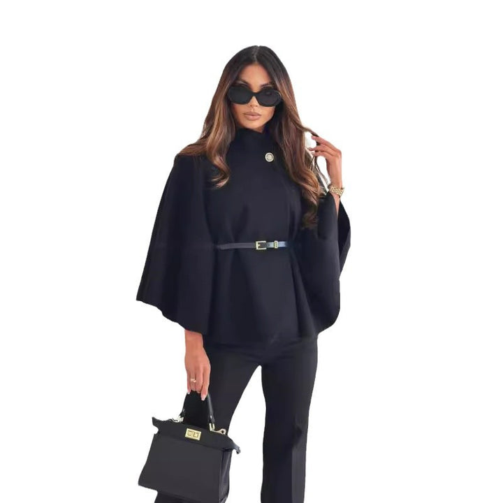 Ladies Elegant tunic with round neckline and waist belt and wide sleeves Lune London
