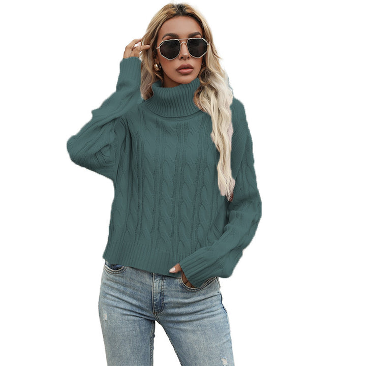 Pull en tricot épais pour femme avec col haut et motif en torsades Chic & Stil