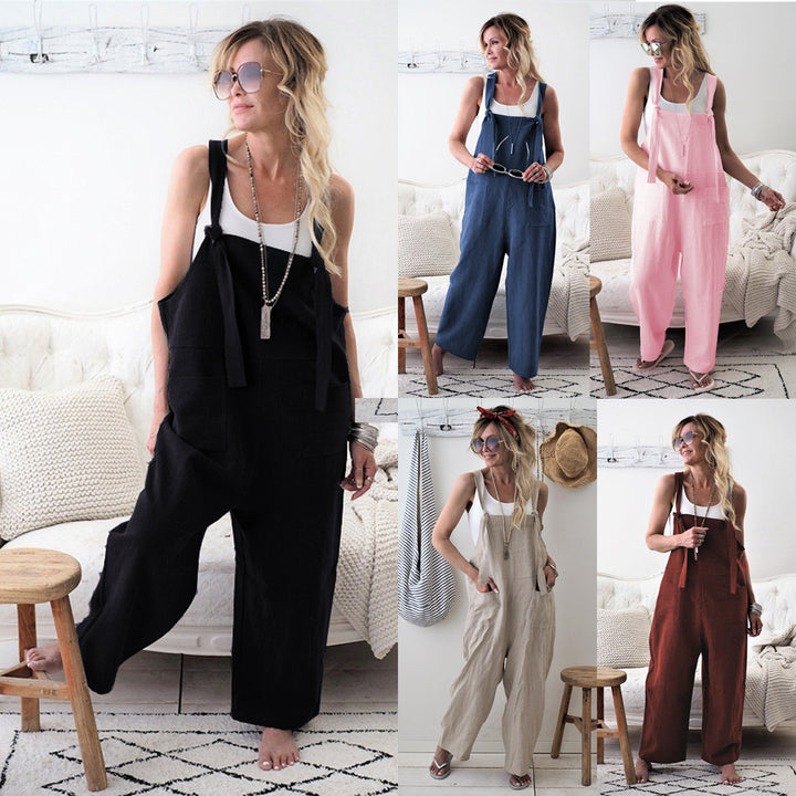 Ladies Casual Wide Leg Jumpsuit with Practical Pockets Lune London