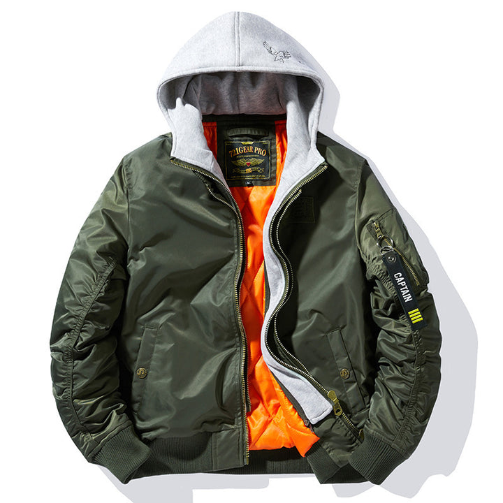 Casual bomber jacket for men with removable hood and inner lining Lune London