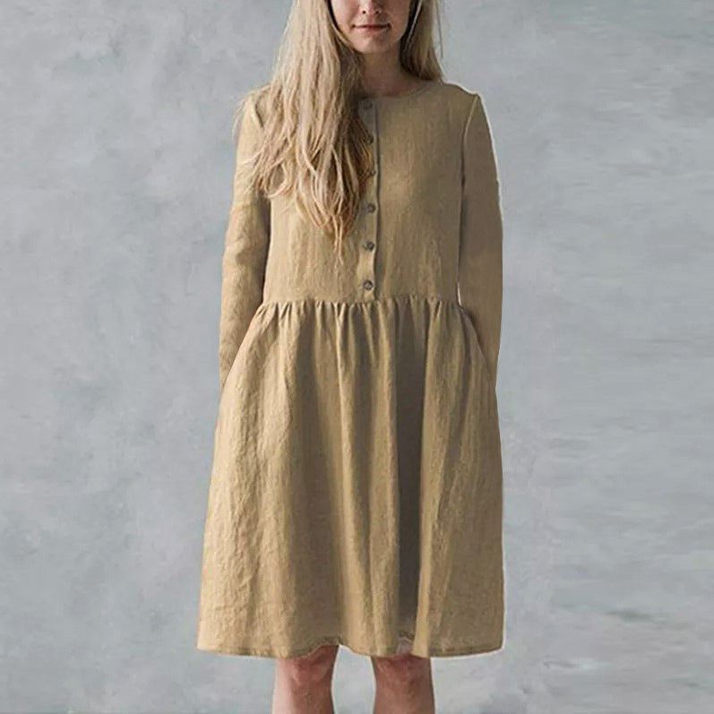 Casual dress for women with button closure and voluminous skirt Lune London