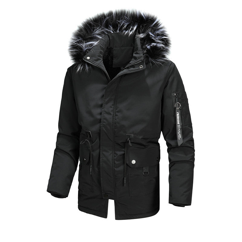 Men's warm winter coat with removable faux fur collar Lune London
