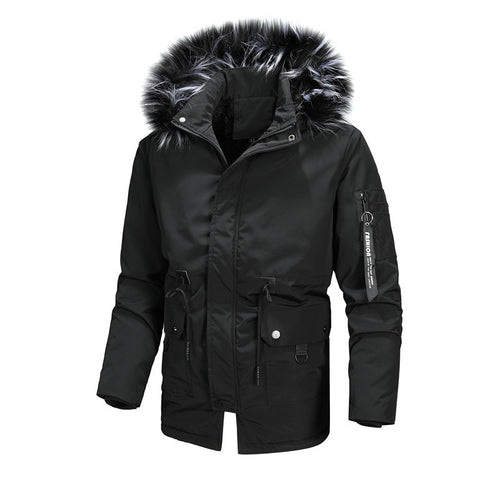 Men's warm winter coat with removable faux fur collar Lune London