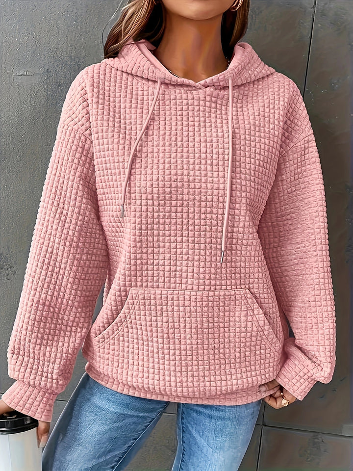 Sweat à capuche femme en motif waffle texturé avec poches latérales Chic & Stil