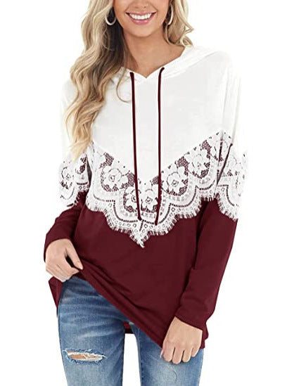 Ladies Elegant Hoodie with Lace Applications Lune London
