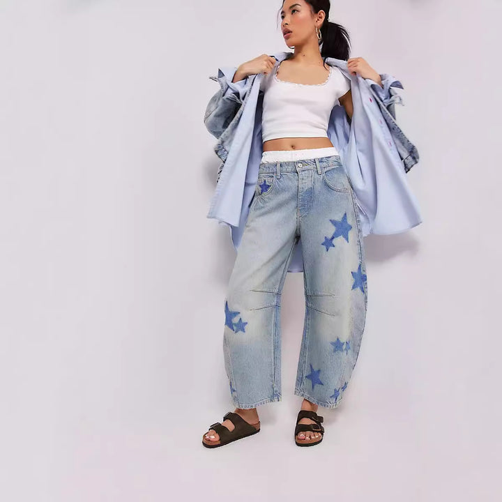 Wide jeans for women with heart-shaped details and a relaxed cut Lune London