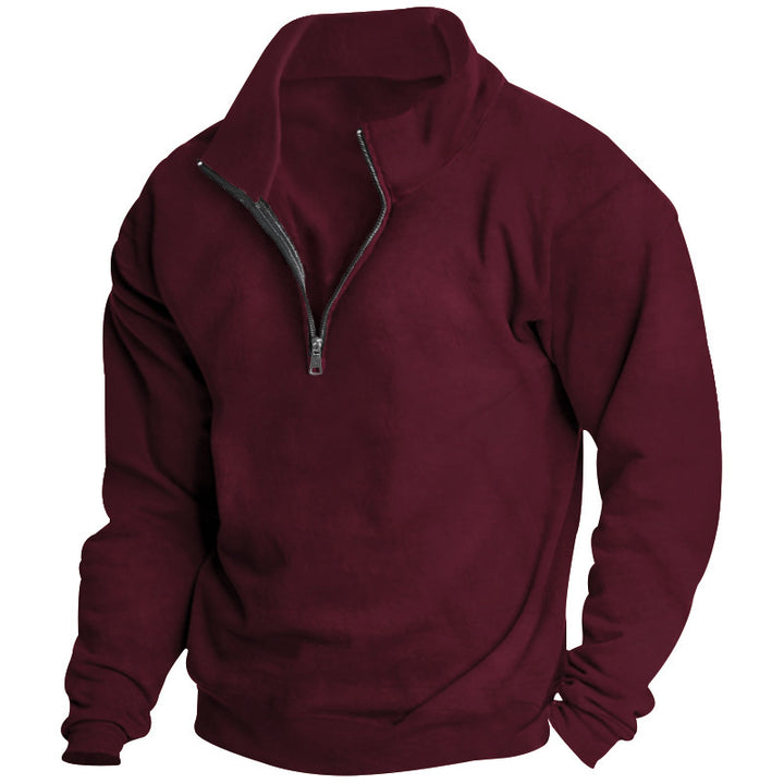 Stylish fleece pullover for men with high collar and zip Lune London