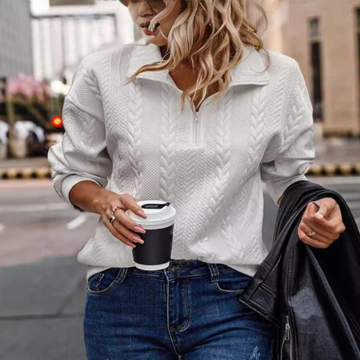 Ladies Premium sweater with zipper and twisted pattern Lune London
