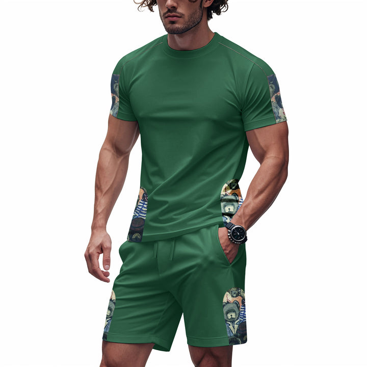 Short-sleeve sports set for men with textured side elements Lune London