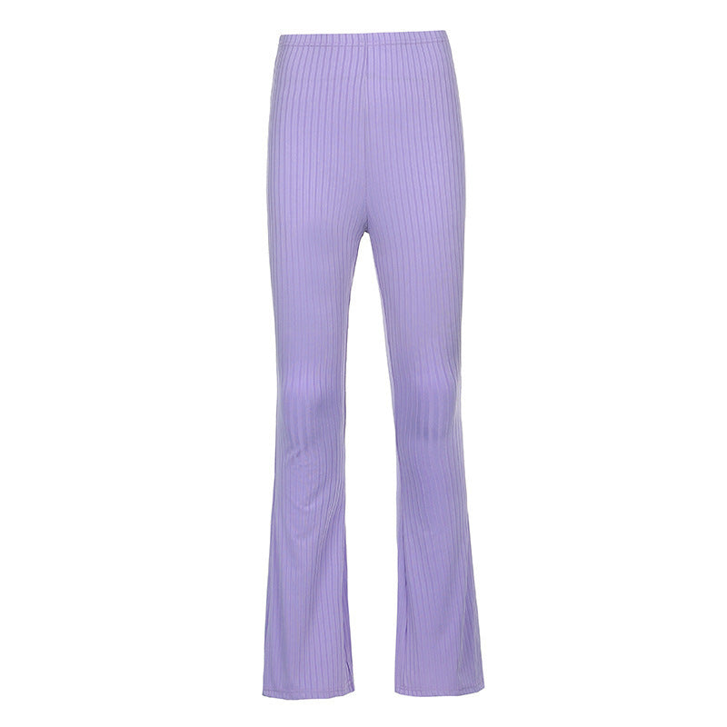 Flared leggings for women in stretchy ribbed fabric with high waist Lune London