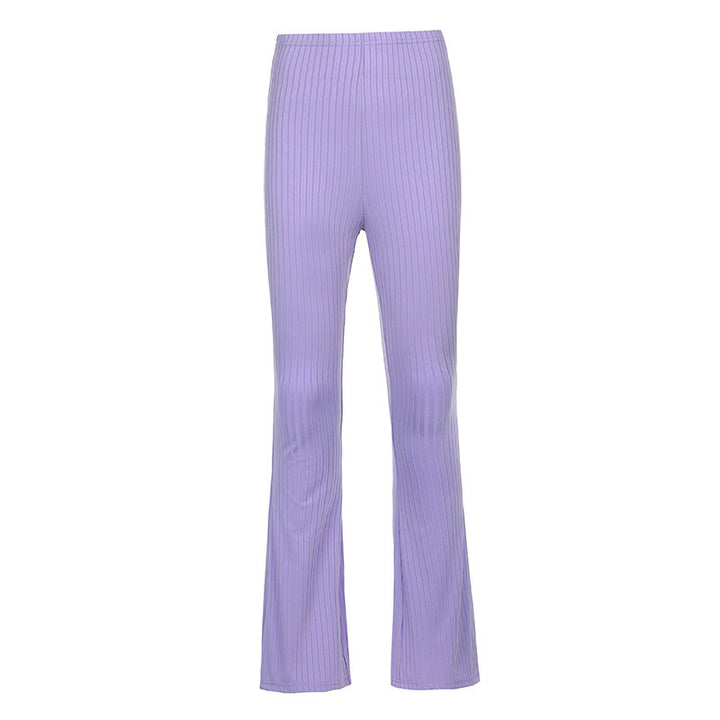 Flared leggings for women in stretchy ribbed fabric with high waist Lune London