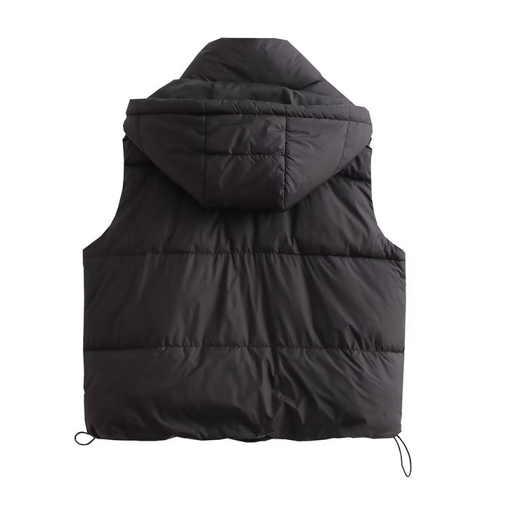 Quilted vest for women with high collar and practical drawstring Lune London