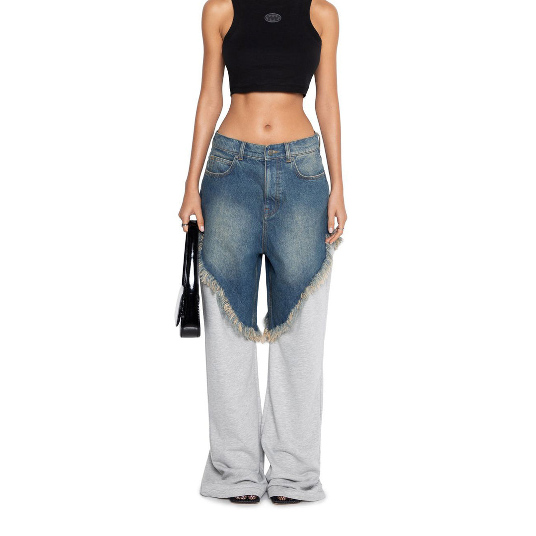 Oversized jeans for women with unique fringe details and a modern cut Lune London