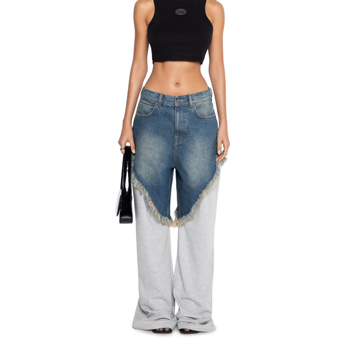 Oversized jeans for women with unique fringe details and a modern cut Lune London