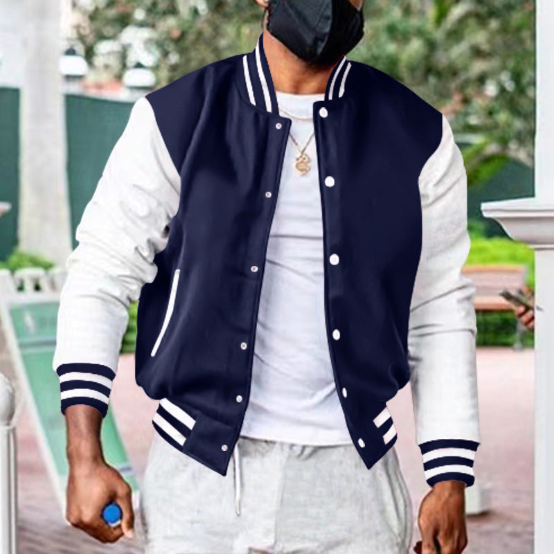 Men's Varsity Jacket with Contrast Sleeves and Side Pockets Lune London