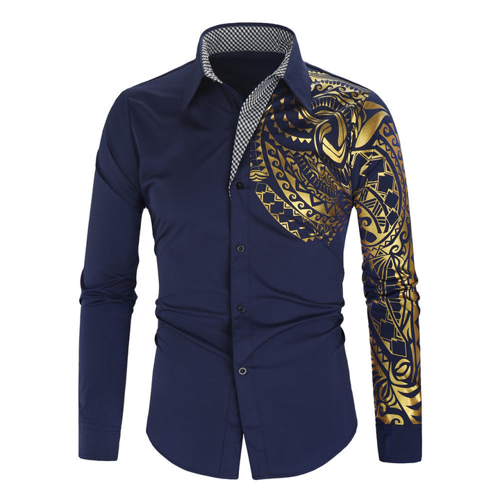Lune London | Men's Long Sleeve Shirt with Exotic Print Design and Contrast Collar