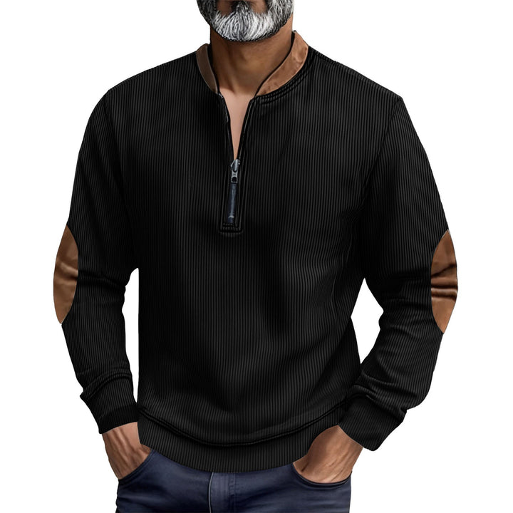 Elegant pull for men with a high collar and trendy leather inserts Lune London