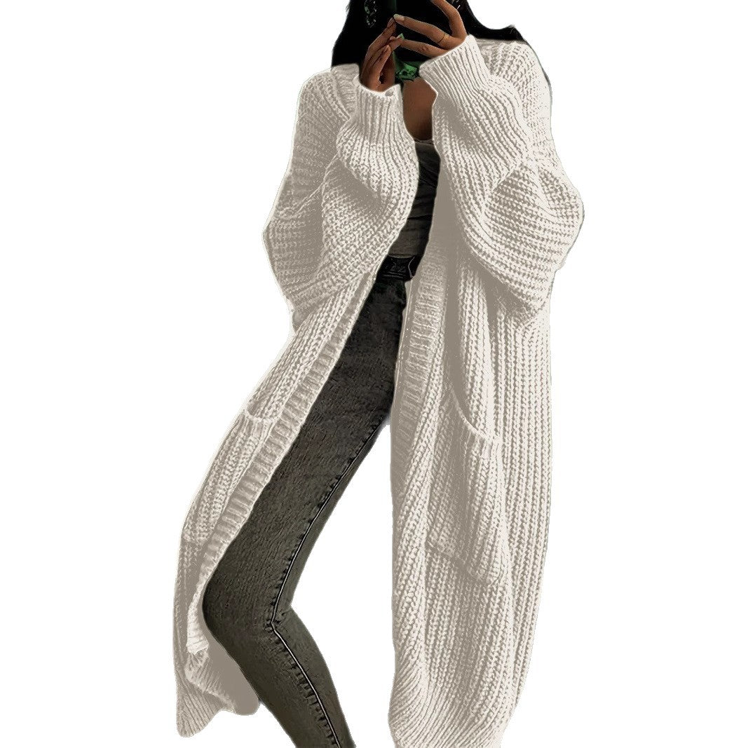 Ladies Long knitted cardigan with side pockets and relaxed fit Lune London