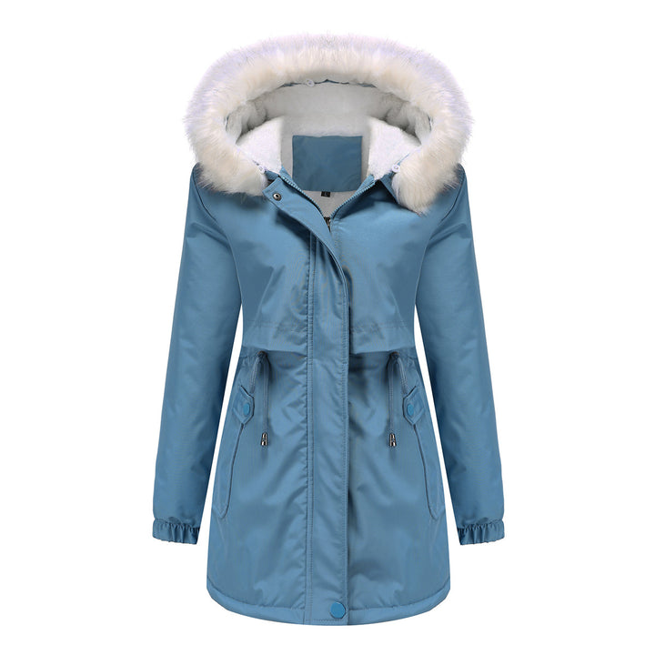 Fashionable winter coat for women with removable fur collar Lune London