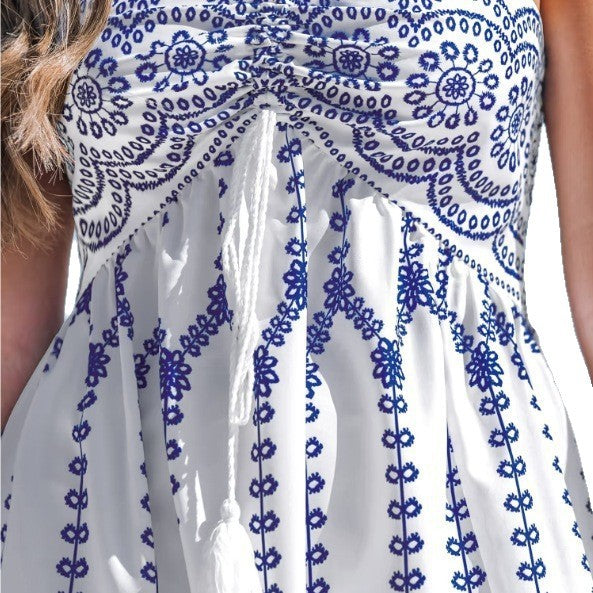 Maxi dress for ladies with a playful design and thin straps Lune London