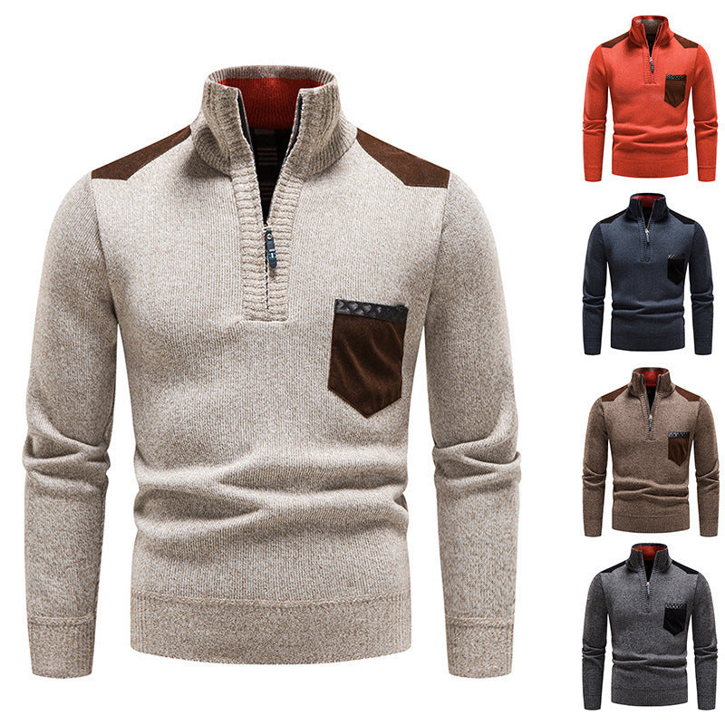 Elegant sweater for men with a high collar and fine contrasting details Lune London