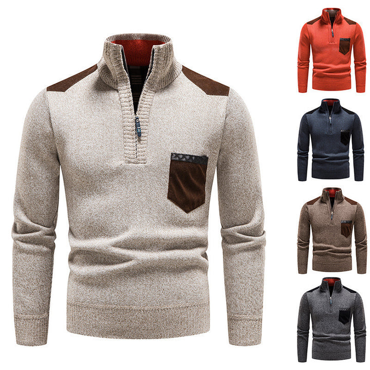 Elegant sweater for men with a high collar and fine contrasting details Lune London