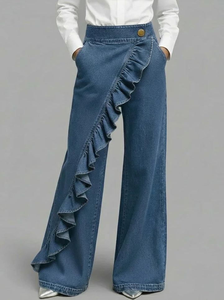 Women's Wide Jeans with Ruffle Detail Chic & Stil