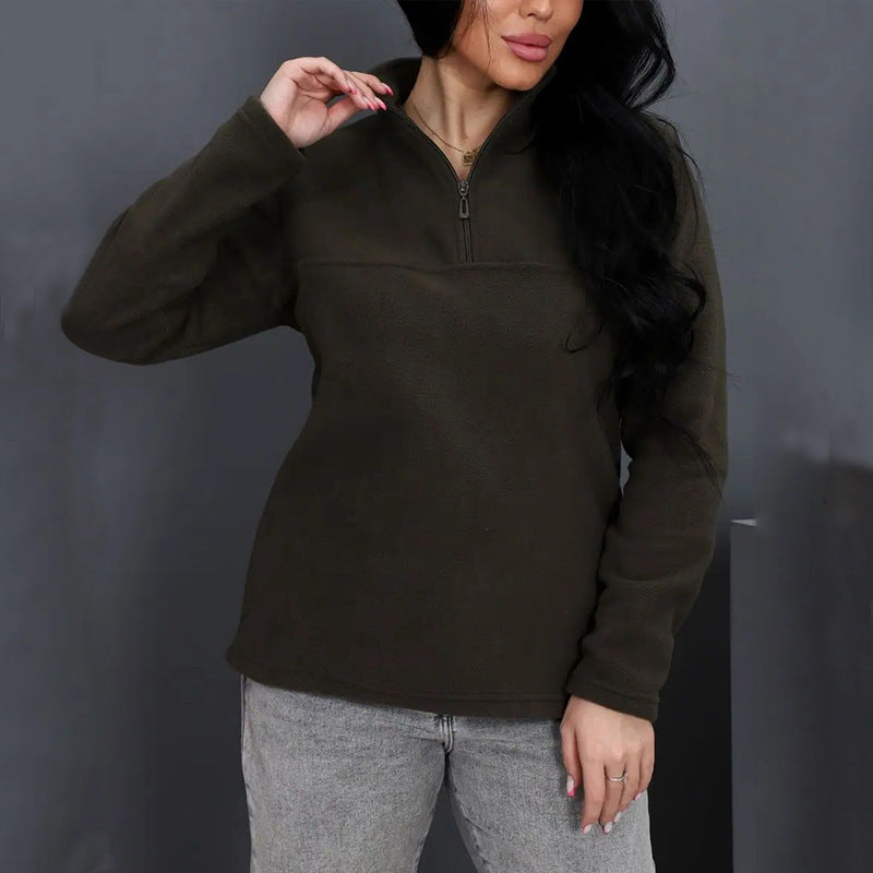 Ladies fleece sweater with high collar Lune London