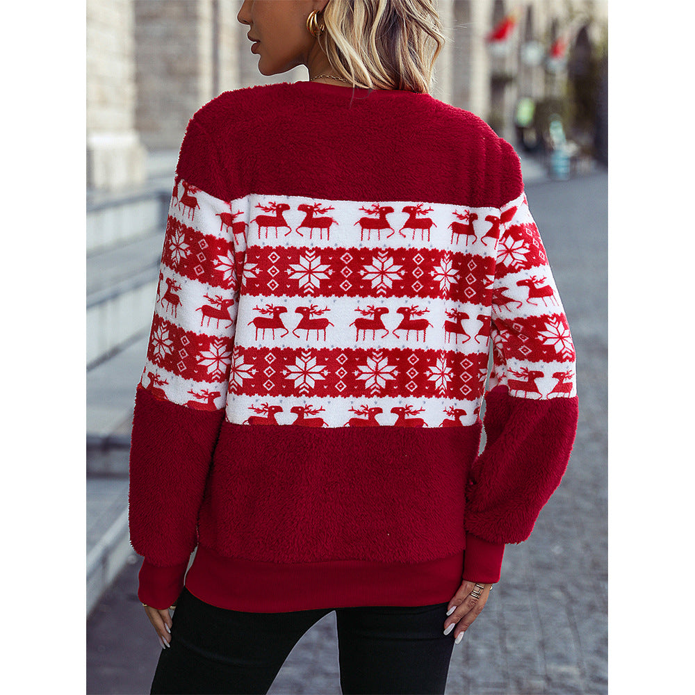 Pull femme douillet de Noël avec surface en flanelle et design festif Lune London