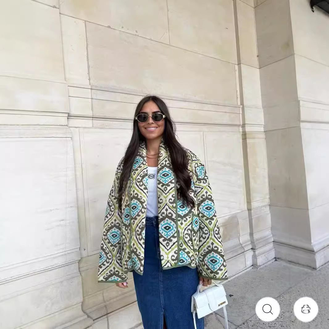 Veste blazer élégante pour femmes avec motif géométrique accrocheur Chic & Stil