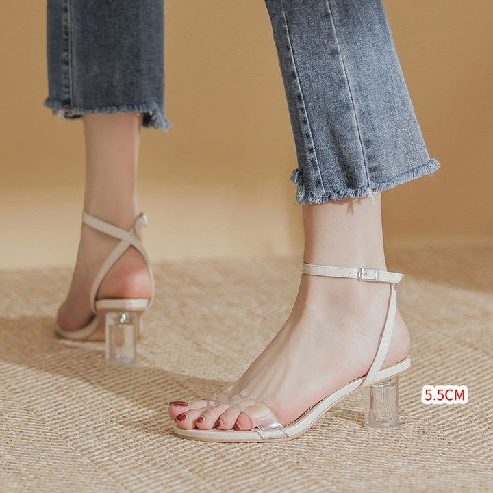 Women Transparent Strap Sandals with Elegant Block Heel Lune London