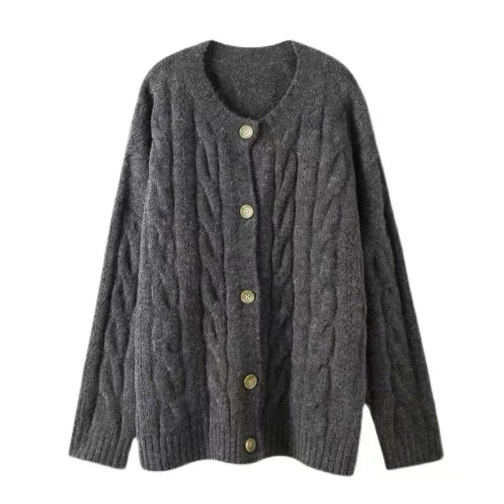 Cardigan en maille épaisse pour femmes avec grands boutons et coupe décontractée Chic & Stil
